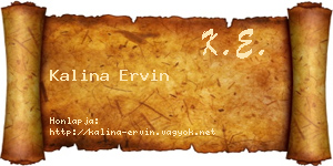 Kalina Ervin névjegykártya