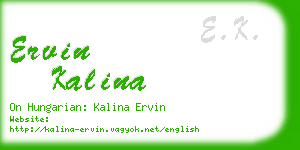 ervin kalina business card